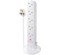 Masterplug Ten Socket Surge Protected Extension Tower, 1 Metre Cable, White