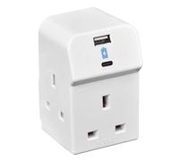 Masterplug Three Socket Power Adaptor with Two USB Charging Points, White