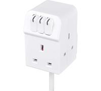 Masterplug Extension Lead – 3-Socket Compact with Individual Switches, 2m Cable, White
