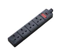 Masterplug Trailing Socket (UK Plug) in Black Masterplug Black