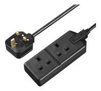Masterplug Two Socket Double Extension Lead, 4 Metre Cable, Unswitched, Heavy Duty, Rewireable, 2-Way Plug Extension Cable, Work Power, Permaplug, Black, 13A, 2G, 4m, EXS1324B