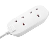 Masterplug Two Socket Double Extension Lead, 5 Metre Cable, Unswitched, 2-Way Plug Extension Cable, Power Strip, Basic Power, White, 13A, 2G, 5m, BTG5N