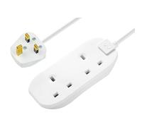 Masterplug Two Socket Double Extension Lead, Unswitched, 5 Metre Cable, 2-Way Plug Extension Cable, Power Strip, Basic Power, White, 13A, 2G, 5m, BTG5N
