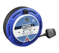 Masterplug Two Socket Cassette Reel Extension Lead, 4 Metres, Blue