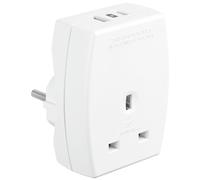 Masterplug UK to Europe Travel Adapter with USB-A and USB-C