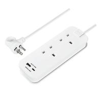 Masterplug UK to USA 2 Socket 0.5m USB-A + USB-C Travel Extension Lead