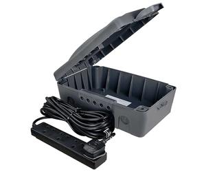 Masterplug WBXBFG10B-MP Weatherproof Electric Box for Outdoors with Four Socket 10 Metre Extension Lead, 351 x 220 x 126.5 mm, Dark Grey