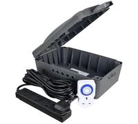 MASTERPLUG Weatherproof Box with 4 Socket Extension Lead & Timer - Black