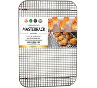 MASTERRACK 100% 304 Stainless Steel Cooling Rack and Wire Grate For Full Size Sheet Bun Pan,Real Heavy Duty 3.20LB, Roasting,Drying,Commercial Quality, Healthy Material