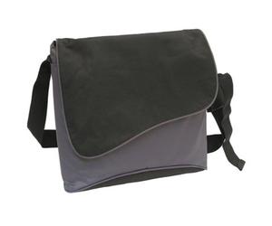 Masters Computer Messenger Bag Nylon Flap-Over With Padded Laptop Section Black And Grey Ref 2386