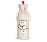 Masters Degree Gift Wine Bag, Graduation Gift, Master's Degree Reusable Wine Bag, College Graduation Party, Graduation Gift, Doctorate Degree