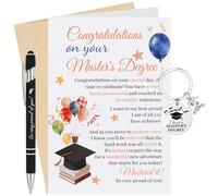 Masters Graduation Card 2026 Mastered it, Creative Gift Set Includes Class of 2026 Keyring, Pen with Envelope, So Proud of You, Congratulations University Presents for Her, Him, Friends