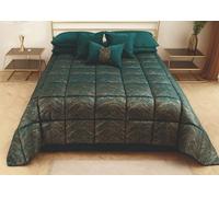 Masters House Winter Quilt 320 g Double Bed in Warm Green Velvet with Gold Effect Venus Model, Warm and Soft Filling, Elegant, Made in Italy