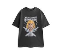 Masters of the Universe He-Man Black Graphic Tee | Short Sleeve Crew Neck Top with Distressed Crossed Swords Design | Adult Unisex Everyday Wear | He-Man Print Merch - XXX-Large