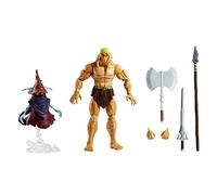 Masters of the Universe Masterverse Revelation Savage He-Man Action Figure with 30+ Articulated Joints, 3 Weapons, Harness & Orko Figure with ‘Floating’ Base, 7-inch MOTU Collectors