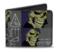 Masters of the Universe Wallet, Bifold, Masters of the Universe Skeletor Formula Pose Blocks Grays, Vegan Leather