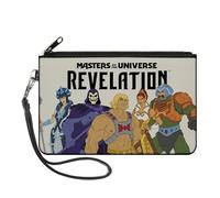 Masters of the Universe Wallet, Zip Clutch, Masters of the Universe Revelation Group and Logo White Black, Canvas, Multicolor, XS, Casual