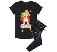 Masters Of The Universe Women's Short Sleeve Long Leg Pyjama Set (Adult Black) in Black | Size: Small Masters Of The Universe Black S