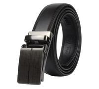 Masters & Stylists Men's Belt in Brown/Black, Leather Belt Men with Automatic Buckle without Holes, Elegant Automatic Belt, with Gift Box, Width 3.1 cm, Length 110 cm or 120 cm, Black (black 03),