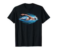 Masters Swimmer Over 50 Competitive Pool Athlete Pride Badge T-Shirt