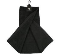 Masters Tri-Fold Golf Towel with Bag Clip And Club Scrub Patch - Black