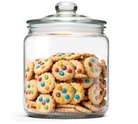 MASTERTOP Biscuit Jar, Glass Storage Jars with Airtight Lid, 3.9L Large Cookie Jar for Kitchen Flour, Pasta, Oats, Sweets & Dry Food, BPA-Free Plastic Seal, Clear Container, Dishwasher Safe (Set of 1)