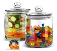MASTERTOP Biscuit Jars,Set of 2 Glass Storage Jar with Airtight Lid,3.9L Cookie Jar Sweet Jars with 15pcs Storage Bags,Kitchen Container Jars for Coffee,Sugar, Cereal, Flour,Pasta, Oats, Blueberries