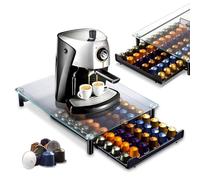 MASTERTOP Coffee Pod Holder - Gorgeous Coffee Pod Storage Drawer Holder for 60 Capsules, Functional Coffee Storage Drawer Holder, Tempered Glass