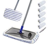 MASTERTOP Microfiber Mops for Floor Cleaning, Extra Large Industrial Mop,Floor Commercial Mop for Wet & Dry Use, Flat Mops for Hardwood, Vinyl, Laminate, Tile Floors, 5 Reusable & Washable Pads