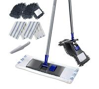 Mastertop Professional Microfiber Mop Stainless Steel Handle Flat Magic Mop 2 Free Replaceable Mop Head Size 18x4.8 in