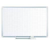 MasterVision Magnetic Porcelain Dry-Erase Planning Board, 1" X 2" Grid, Aluminum Frame, 24" X 36"