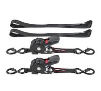 Masterwise 12FT Retractable Ratchet Straps, Motorcycle Tie Down Straps with S Hooks, Self Heavy Duty Ratchet Straps Include Loops for Trucks, Cargo, Motorcycles, Moving and Storage, 2 PCS