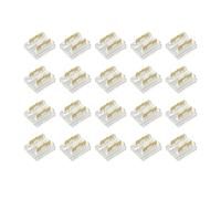 Masterwon 8mm 2 Pin LED Strip Connector - Solderless 3-in-1 COB Tape Joiner, Transparent Strip-to-Wire Adapter, Quick LED Connector Clips for 20AWG Extension, 12V 24V (Pack of 20)