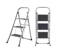MasterWorx 3 Step Ladder | Foldable Step Stool, Anti-slip, Heavy Duty DIY, Home in Grey MasterWorx Grey