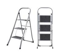 MasterWorx 3 Step Ladder | Heavy Duty Folding Steel Stepladder with Safety Handle | 150kg Max Capacity | Wide Anti-Slip Steps & Feet | Easy to Store | Ideal for Home, Kitchen, Garage & DIY Use