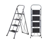 MasterWorx 4 Step Ladder | Foldable Step Stool, Anti-slip, Heavy Duty DIY, Home in Grey MasterWorx Grey