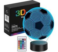 Mastery Football 3D Light Lamp - LED Boys Night Light with Remote Control, Birthday Presents Football Gift for Boys Girls Kids +3 4 5 6 7 8 9-12, Personalised Football Night Lamp [Energy Class G]