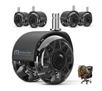 MASTERY MART Office Chair Castors Set of 5, Black Double Wheels, 60mm, Metal, Plate Type, 11mm x 22mm, Fits 98% of Chairs (Not for IKEA)