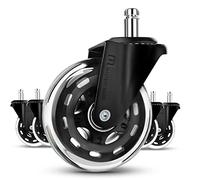 Mastery Mart Office Chair Wheels Replacement- 11x22mm Rubber Office Chair Castors, Smooth & Silent on Hardwood & Carpet, Heavy Duty and Floor Protecting (Not for 1KEA Chairs, Set of 5, Black)