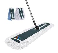 Masthome 105cm Extra Wide Industrial Flat Mop-Heavy Duty Stainless Steel Handle-Wet Dry Mop with Microfibre and Cotton Pads for Warehouse Office Home