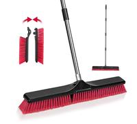 Masthome 25'' Garden Broom, Heavy Duty Outdoor Yard Brush with Stiff Bristles,Durable Support Bracket Brooms,Sweeping Broom for Cleaning Yards Deck Garden Garage Factory School Driveways