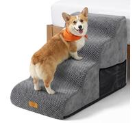 Masthome Dog Steps for Bed, 4-Tier Non-Slip Dog Ramp with Removable Washable Cover,30D High Density Foam Pet Stairs for Small Senior Injured Dogs & Cats,73.5 x 40 x 53.5cm, Grey