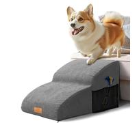 Masthome Dog Steps for Small Dogs, 2-Step Extended Non-Slip Dog Stairs with Removable Cover, 30D High-Density Foam Pet Ramp for Bed Sofa & Chair, Grey, 55x40x30cm