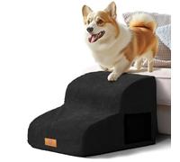Masthome Dog Steps for Sofa, 2-Step Waterproof Dog Stairs for Small Dogs & Cats, Non-Slip High Density Foam Pet Ramp with Washable Cover, Dog Steps for Bed, 40 x 40 x 30cm, Black