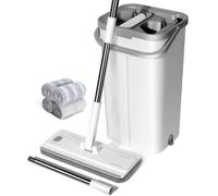 Masthome Flat Mop and Buckets Sets with Wringer, Hands Free Cleaning System