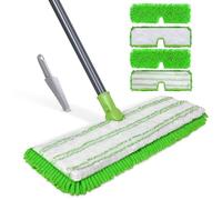 Masthome Flat Mop for Floor Cleaning, Double-Sided Dust Floor Mops with 4 Reusable Washable Pads, 125cm Stainless Steel Handle Microfiber Mop for Hardwood, Laminate, Vinyl, Tile Floors