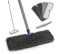 Masthome Flat Mop, Microfibre Mops with 4 Reusable Pads, Floor Dust Mops for Wet Dry Use, Suit for Cleaning Laminate Tile Hardwood Floors - Send Cleaning Scraper