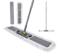 Masthome Industrial Flat Mop, 90cm Wide for Commercial Home Large Cleaning | Telescopic Handle, Lightweight Mop Head, 2 Reusable Pads, 360° Swivel, Wet Dry Mop for Warehouse, Office, Hotel, Garage