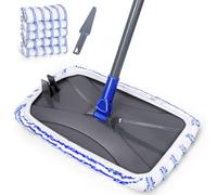 Masthome Large Surface Microfiber Flat Mop with 5 Reusable Mop Heads Cleaning Comb and Telescopic Handle for Hardwood Laminate Tile Ceramic Floor Cleaning
