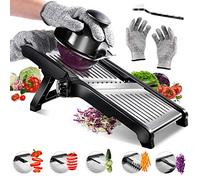 Masthome Mandoline Vegetable Slicer, Stainless Steel Mandoline Food Slicer, Adjustable Kitchen Mandolines with Julienne Cutter for Potatoes, Onions, Grater, Send Cut-Proof Gloves & Cleaning Brush